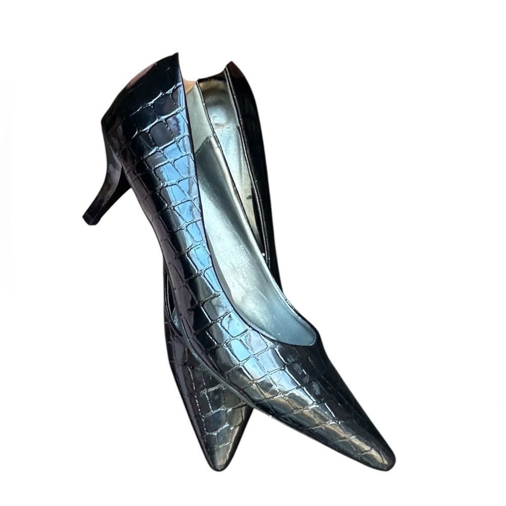 Crocodile pattern pointy trendy vintage mini heels